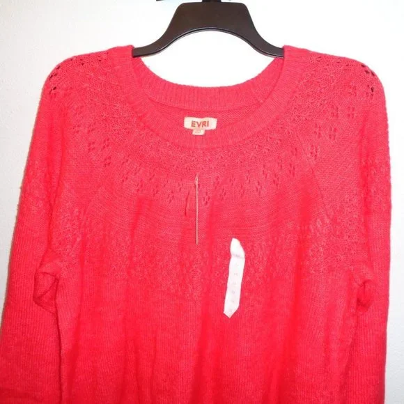 Evri Women's Plus Size Crewneck Pointelle Sweater Size 2X NWT - Picture 2 of 11